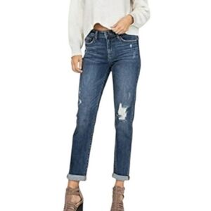 Judy Blue Mid-Rise Destroyed Boyfriend Slim Fit Cuffed Jeans - Size 5/27